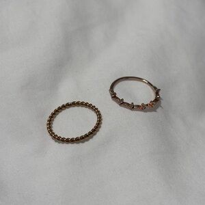 Rose Gold Twisted and Studded Ring Set